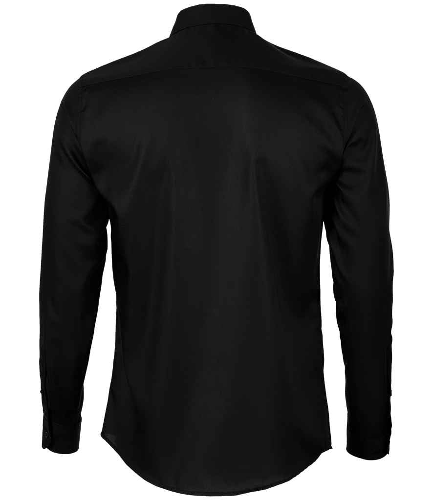 NEOBLU Blaise Long Sleeve Shirt in Deep Black, back view