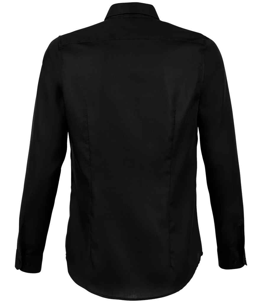 NEOBLU Ladies Blaise Long Sleeve Shirt in Deep Black, back view