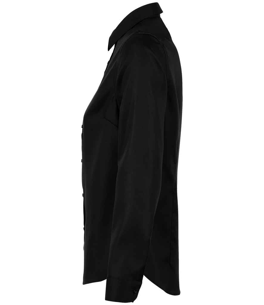 NEOBLU Ladies Blaise Long Sleeve Shirt in Deep Black, side view