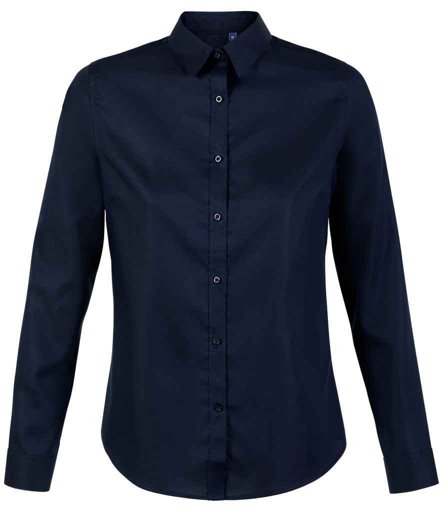 NEOBLU Ladies Blaise Long Sleeve Shirt in Night Blue, front view