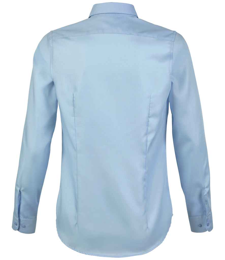 NEOBLU Ladies Blaise Long Sleeve Shirt in Soft Blue, back view