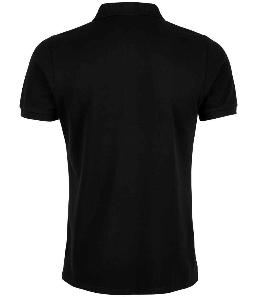 NEOBLU Owen Piqué Polo Shirt in Deep Black, back view