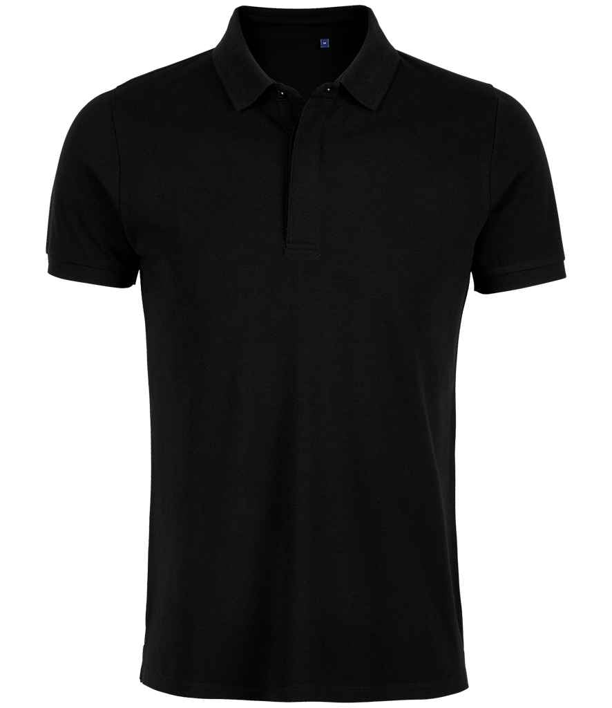NEOBLU Owen Piqué Polo Shirt in Deep Black, front view