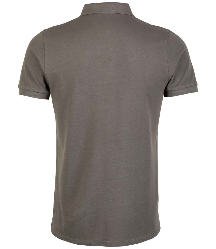 NEOBLU Owen Piqué Polo Shirt in Soft Grey, back view