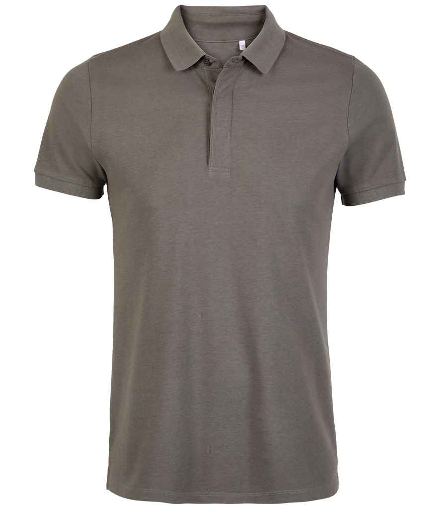 NEOBLU Owen Piqué Polo Shirt in Soft Grey, front view
