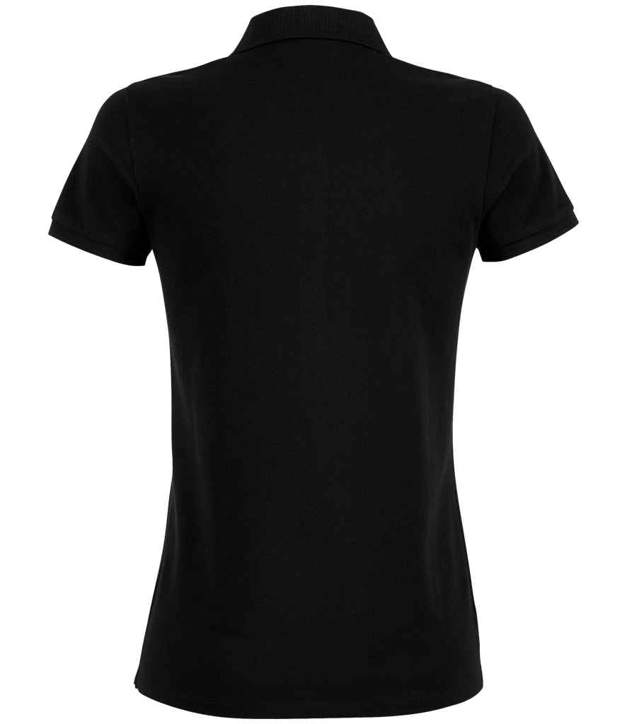 NEOBLU Ladies Owen Piqué Polo Shirt in Deep Black, back view