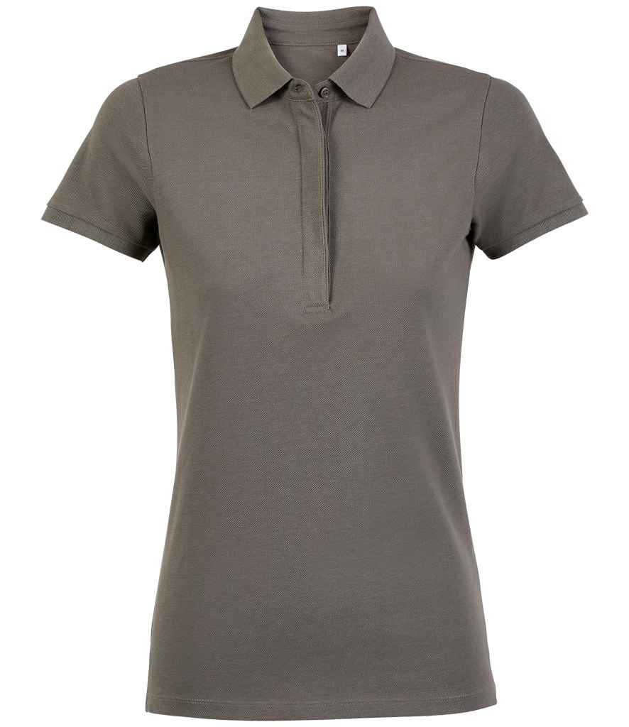 NEOBLU Ladies Owen Piqué Polo Shirt in Soft Grey, front view