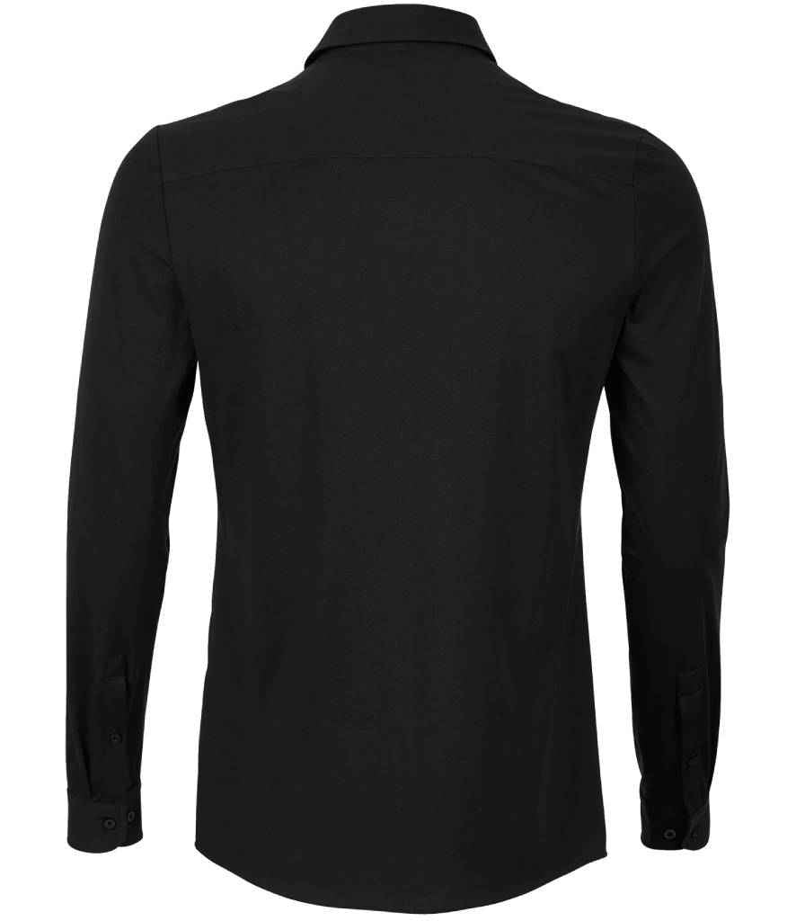 NEOBLU Balthazar Jersey Long Sleeve Shirt in Deep Black, back view