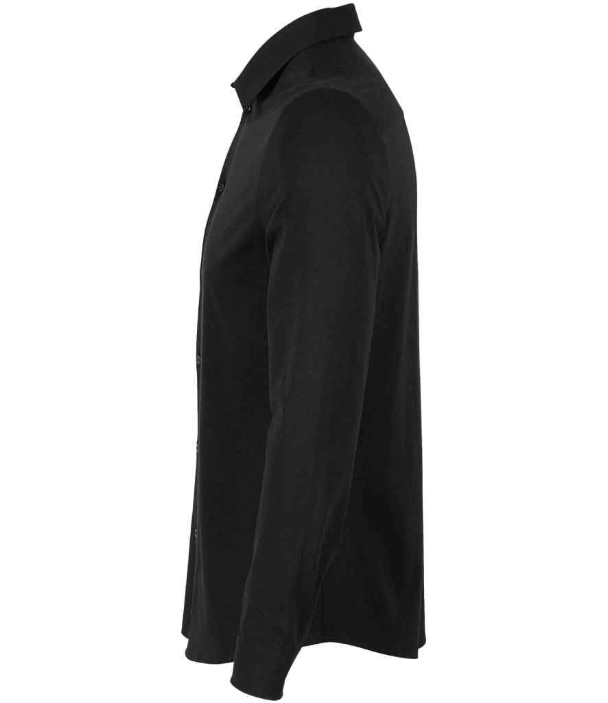 NEOBLU Balthazar Jersey Long Sleeve Shirt in Deep Black, side view
