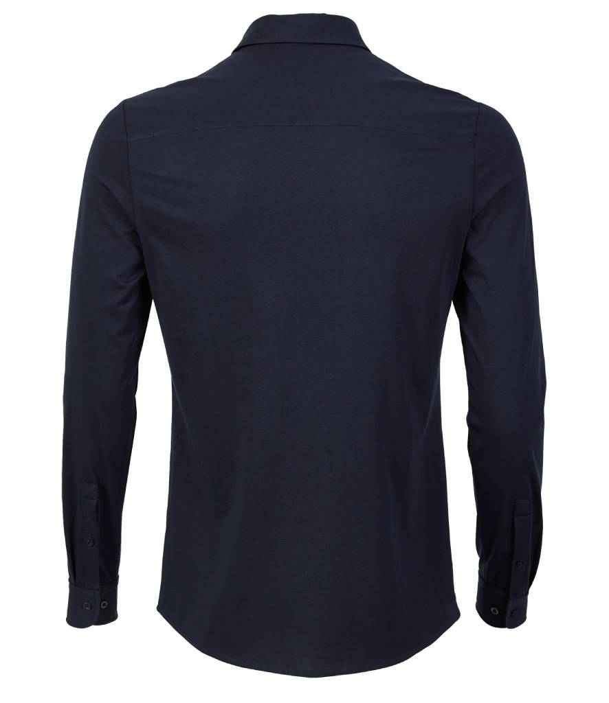 NEOBLU Balthazar Jersey Long Sleeve Shirt in Night Blue, back view