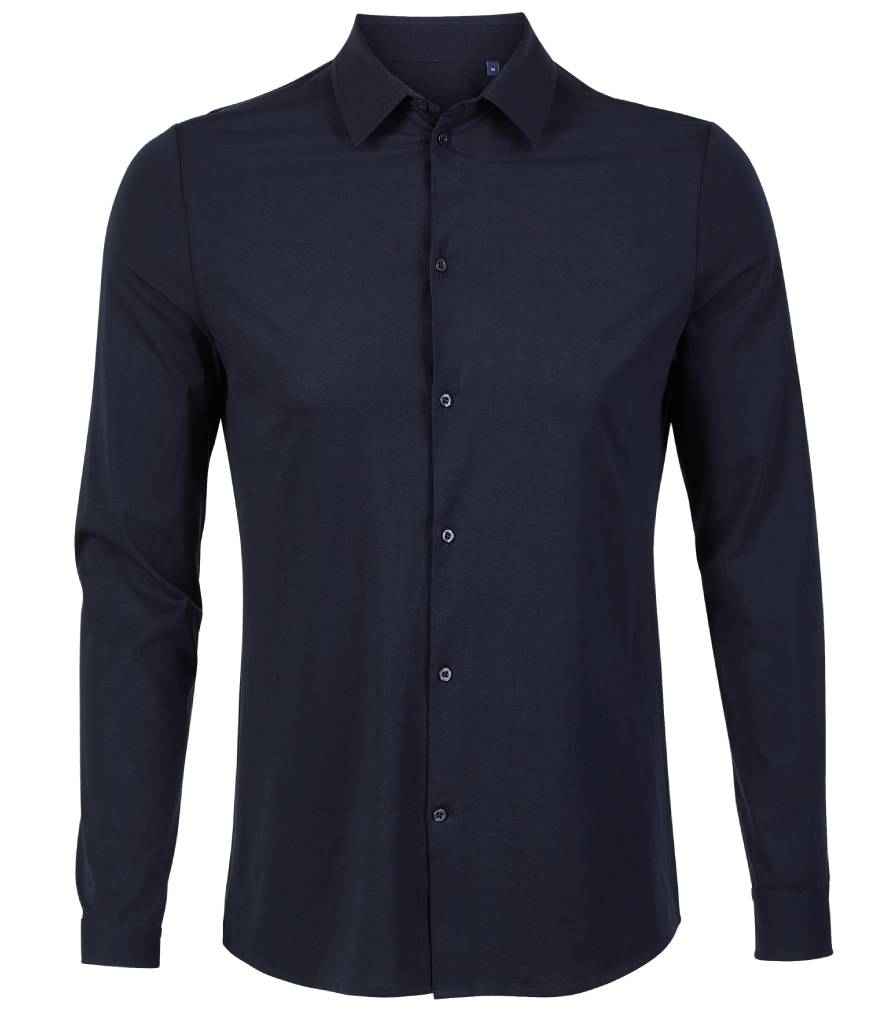 NEOBLU Balthazar Jersey Long Sleeve Shirt in Night Blue, front view