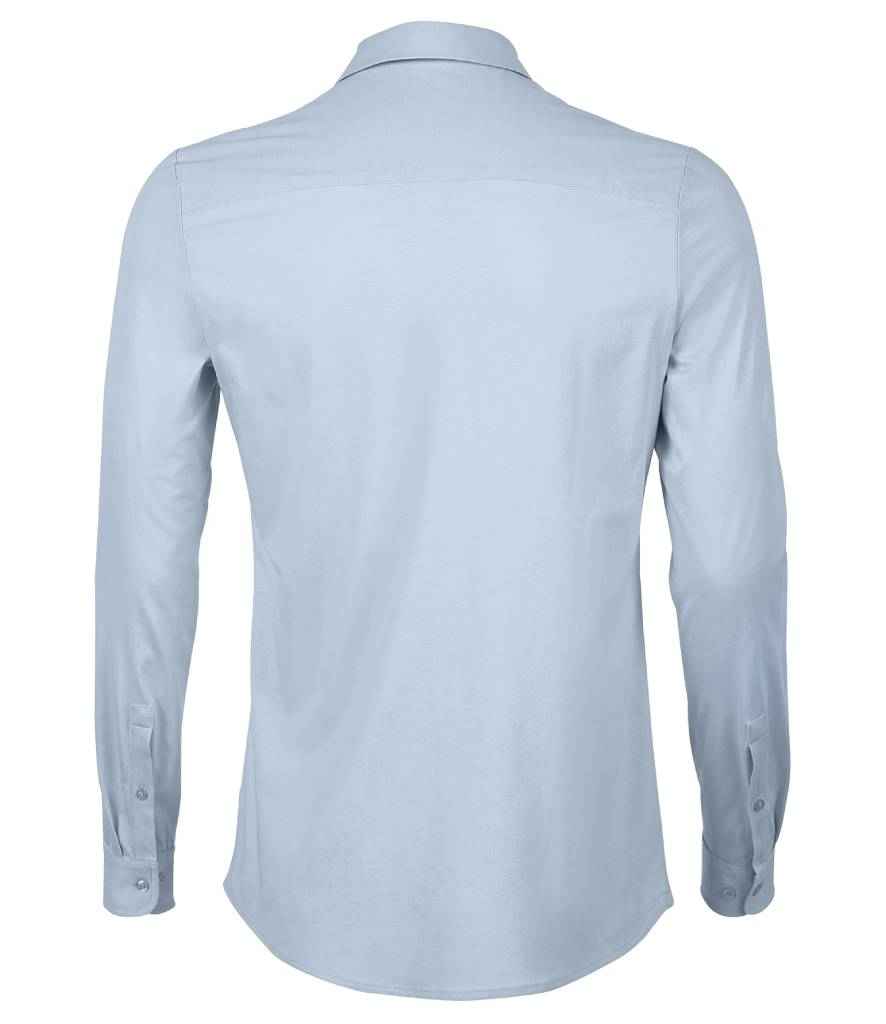 NEOBLU Balthazar Jersey Long Sleeve Shirt in Soft Blue, back view