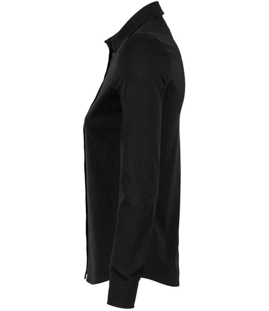 NEOBLU Ladies Balthazar Jersey Long Sleeve Shirt in Deep Black, side view