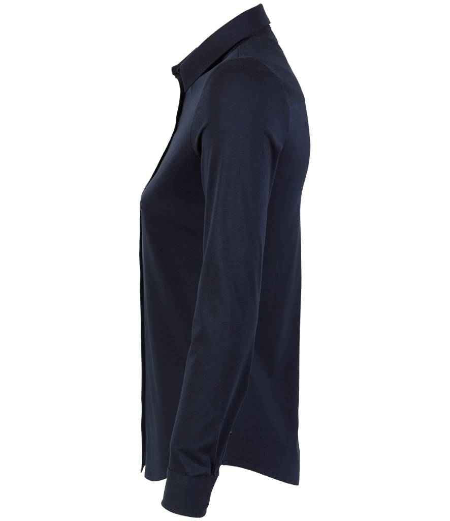 NEOBLU Ladies Balthazar Jersey Long Sleeve Shirt in Night Blue, side view