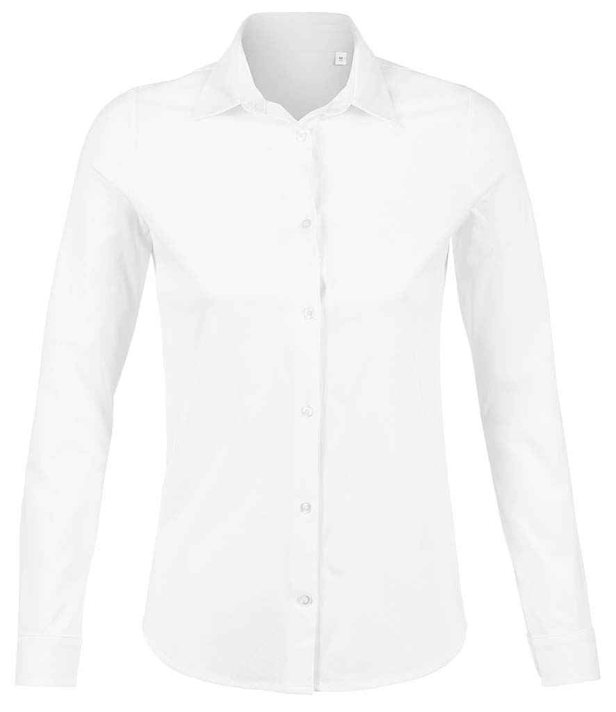 NEOBLU Ladies Balthazar Jersey Long Sleeve Shirt in Optic White, front view