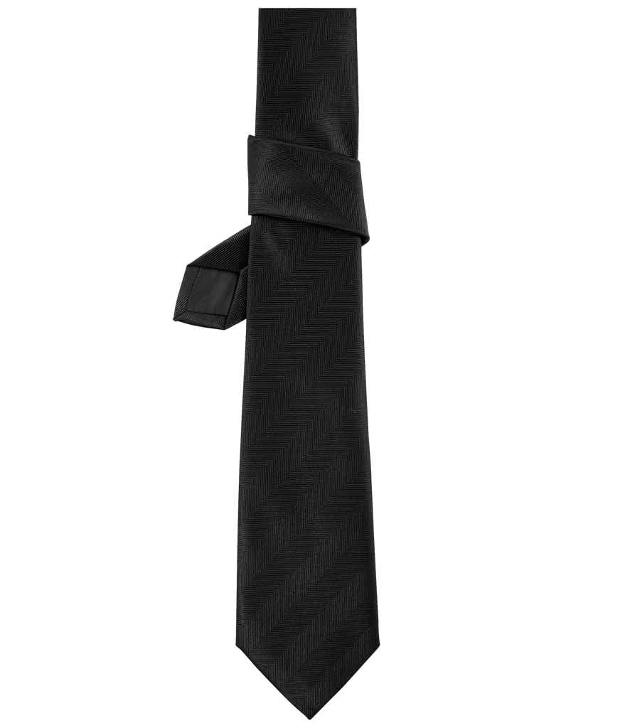 NEOBLU Tommy Plain Club Tie in Deep Black, front view