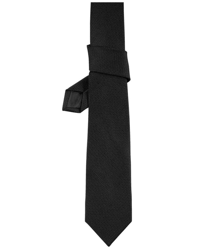 NEOBLU Teodor Plain Jacquard Tie in Deep Black, front view