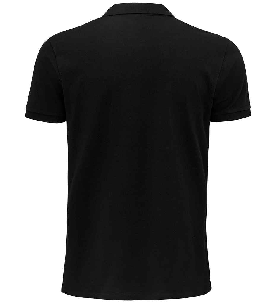 SOL'S Planet Organic Piqué Polo Shirt in Black, back view