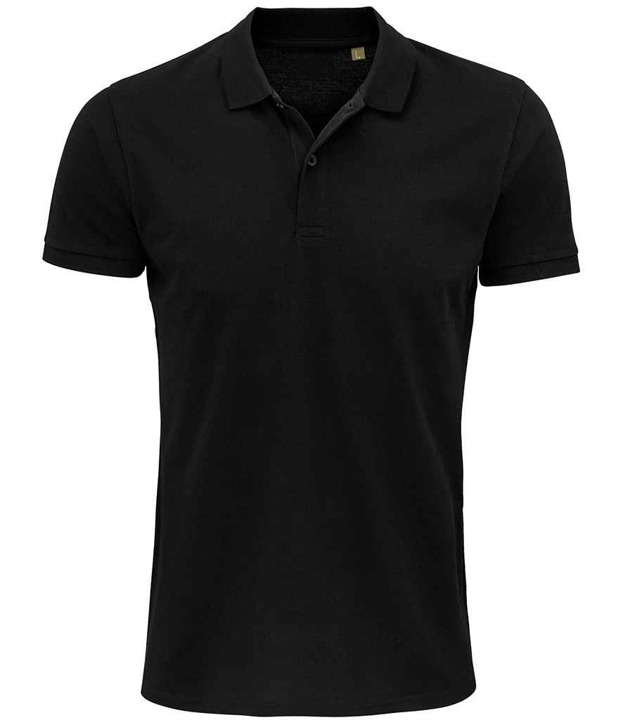 SOL'S Planet Organic Piqué Polo Shirt in Black, front view