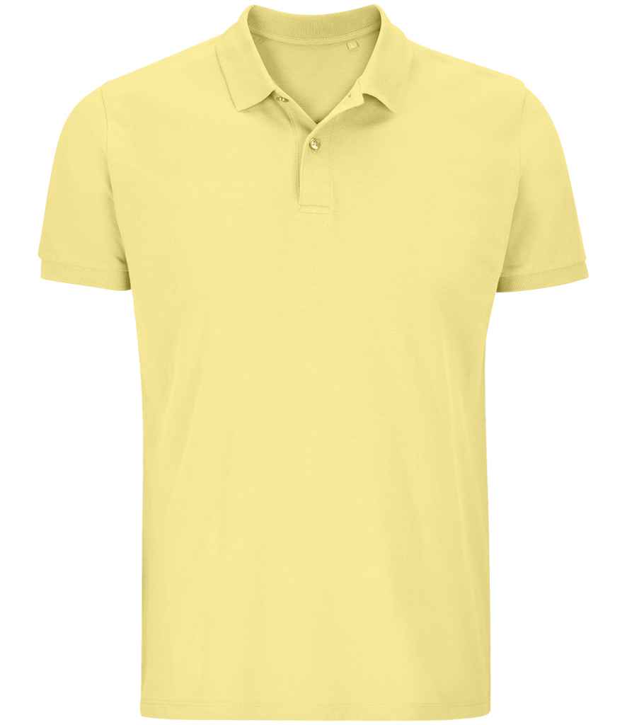 SOL'S Planet Organic Piqué Polo Shirt in Light Yellow, front view