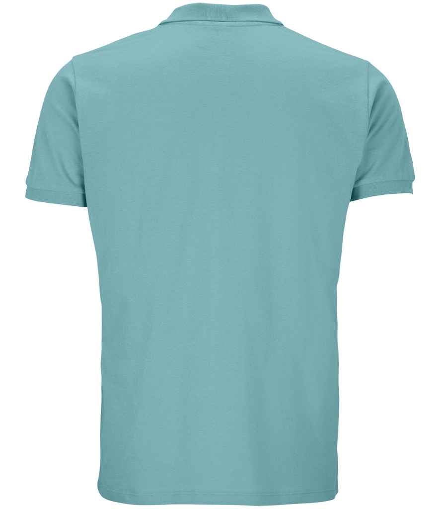 SOL'S Planet Organic Piqué Polo Shirt in Pool Blue, back view