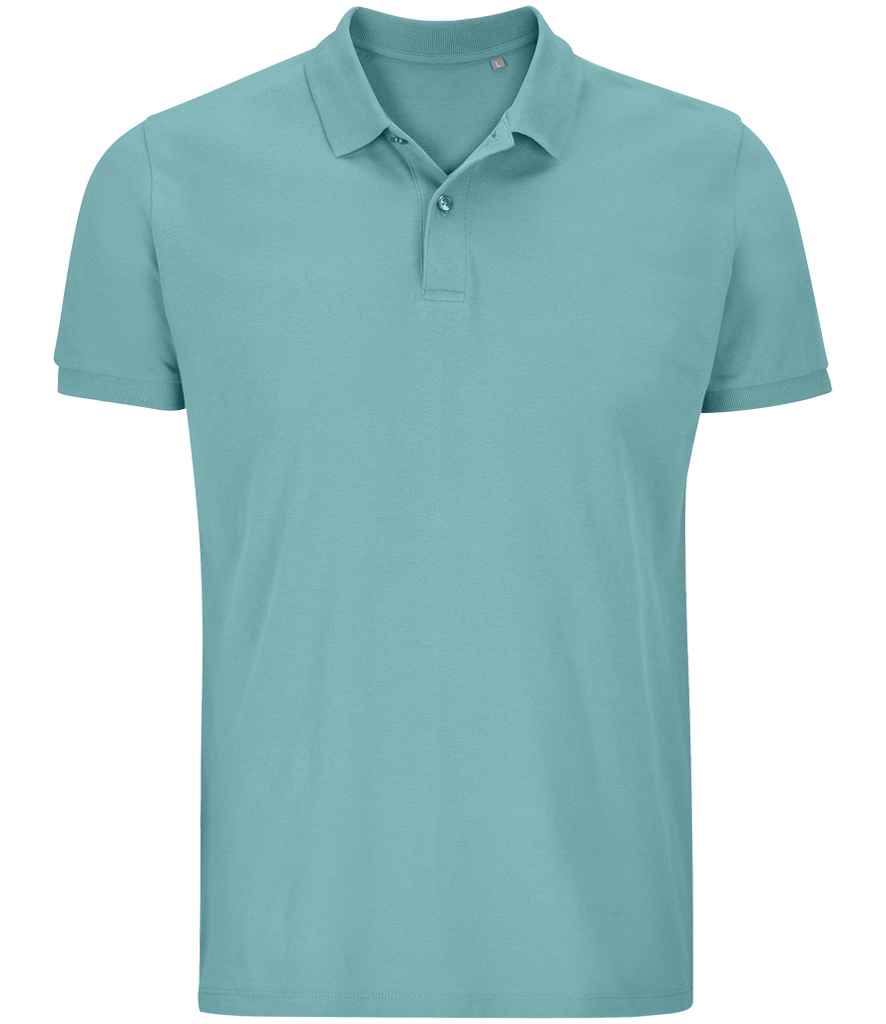 SOL'S Planet Organic Piqué Polo Shirt in Pool Blue, front view