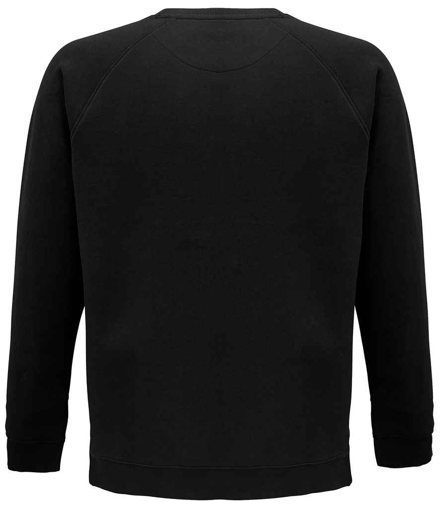 SOL'S Unisex Space Organic Raglan Sweatshirt in Black, back view