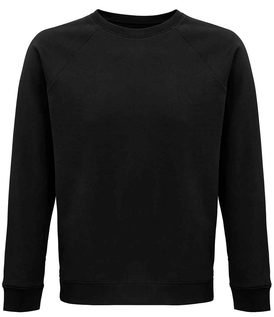 SOL'S Unisex Space Organic Raglan Sweatshirt in Black, front view