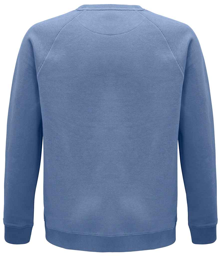 SOL'S Unisex Space Organic Raglan Sweatshirt in Blue, back view