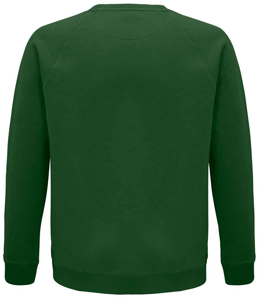 SOL'S Unisex Space Organic Raglan Sweatshirt in Bottle Green, back view