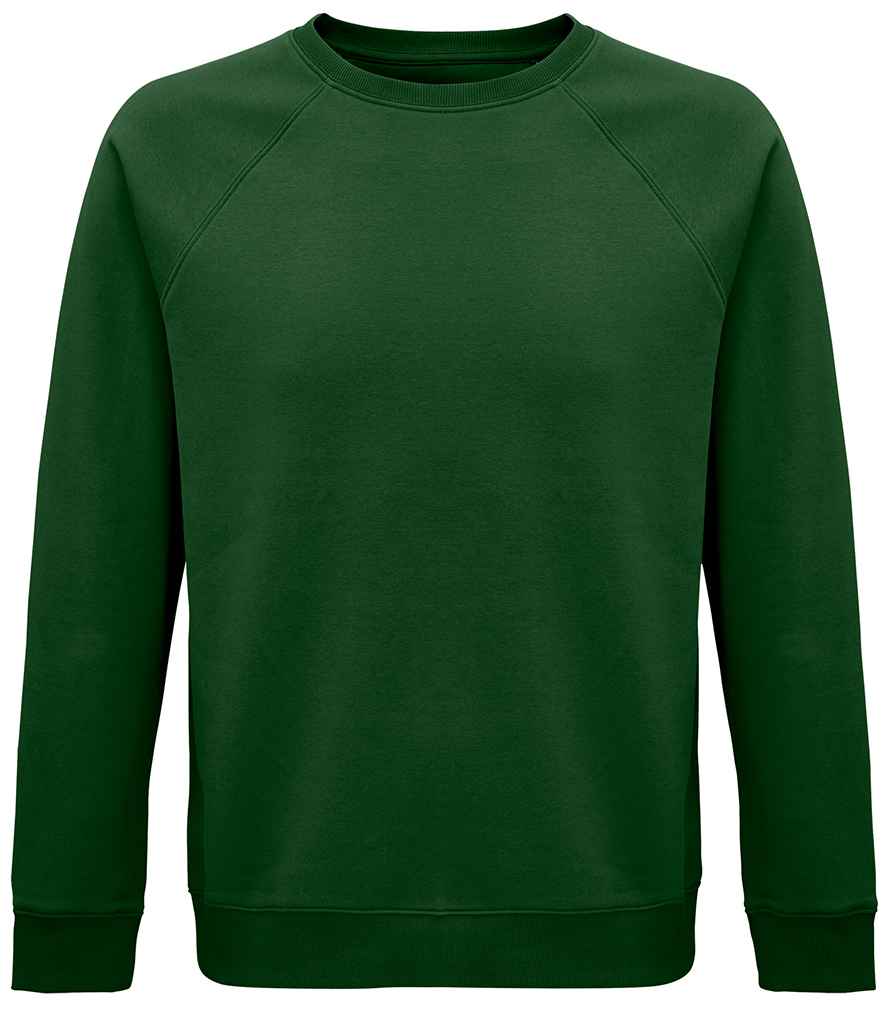 SOL'S Unisex Space Organic Raglan Sweatshirt in Bottle Green, front view