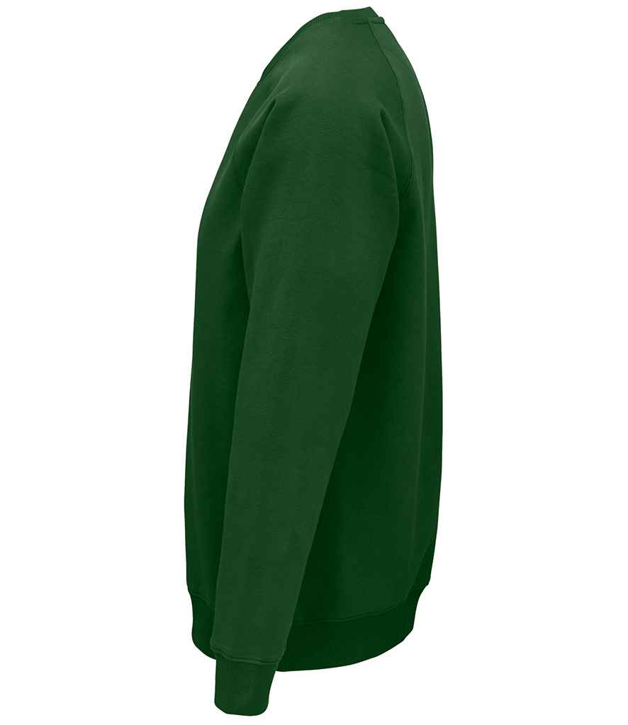 SOL'S Unisex Space Organic Raglan Sweatshirt in Bottle Green, side view