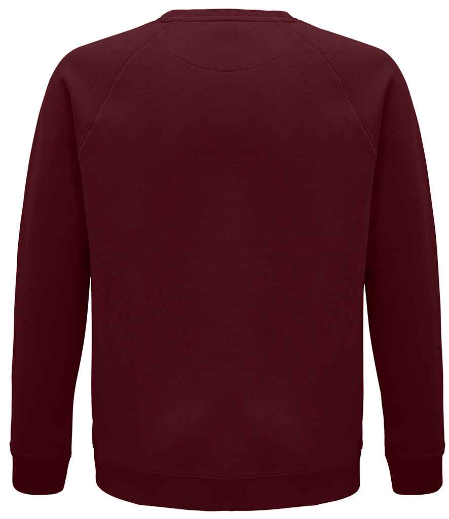 SOL'S Unisex Space Organic Raglan Sweatshirt in Burgundy, back view