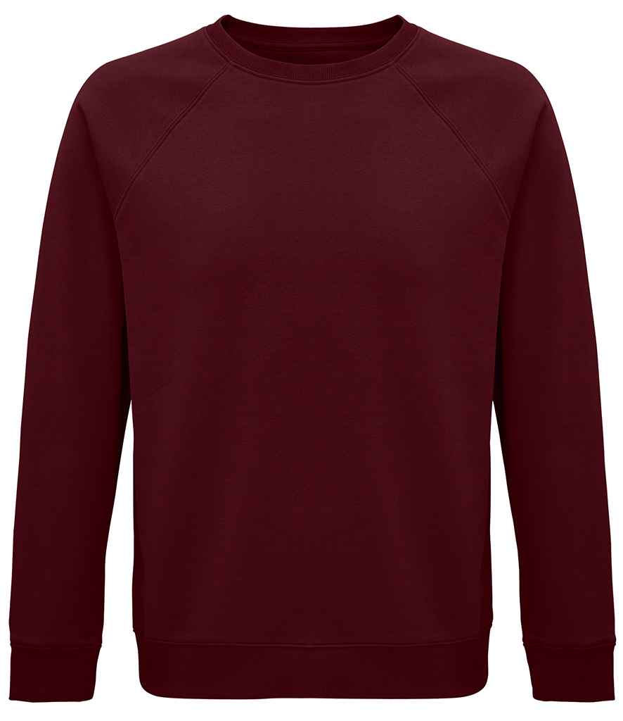 SOL'S Unisex Space Organic Raglan Sweatshirt in Burgundy, front view