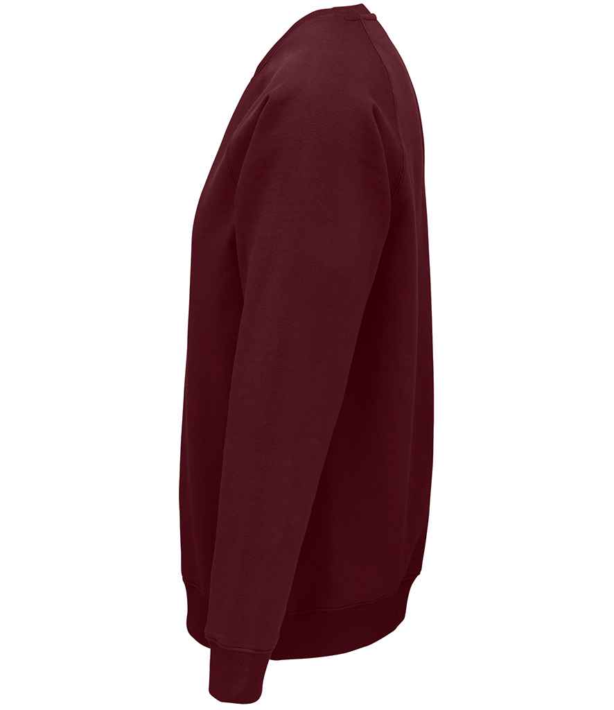 SOL'S Unisex Space Organic Raglan Sweatshirt in Burgundy, side view
