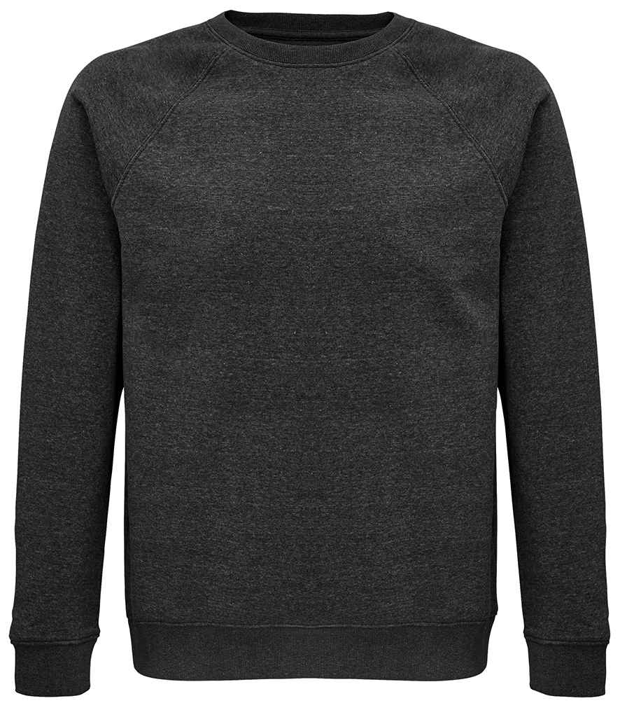 SOL'S Unisex Space Organic Raglan Sweatshirt in Charcoal Marl, front view