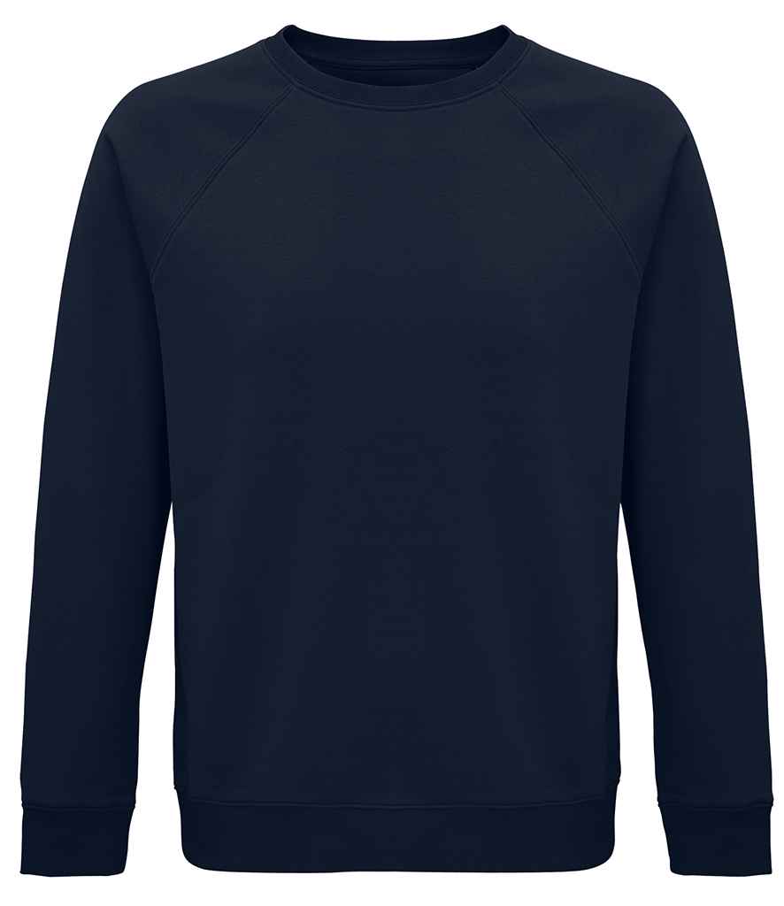 SOL'S Unisex Space Organic Raglan Sweatshirt in French Navy, front view
