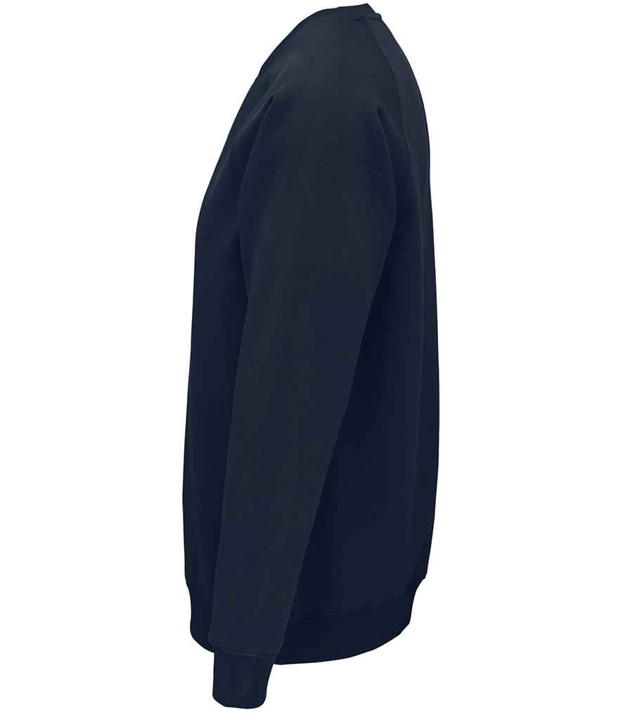 SOL'S Unisex Space Organic Raglan Sweatshirt in French Navy, side view