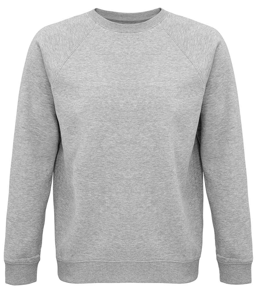 SOL'S Unisex Space Organic Raglan Sweatshirt in Grey Marl, front view