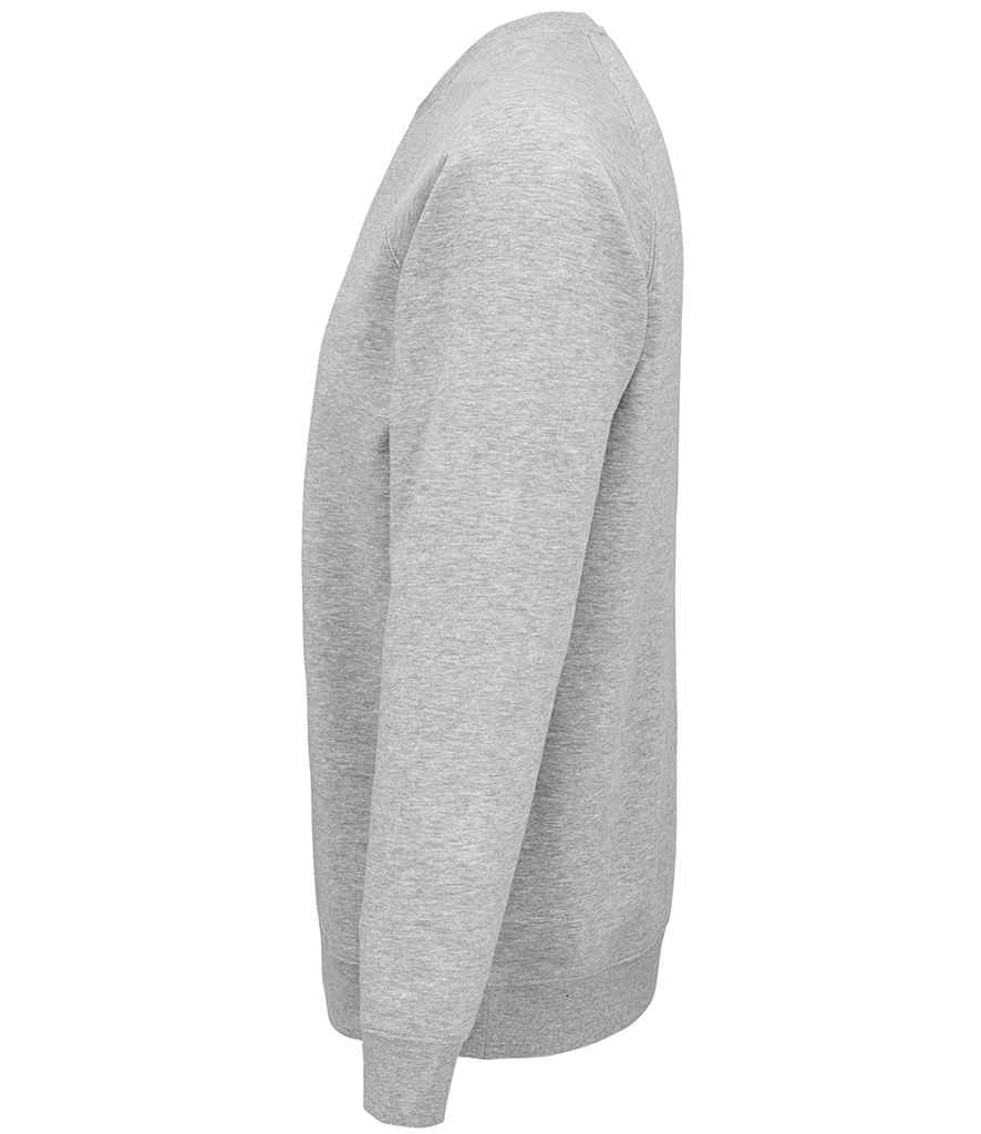 SOL'S Unisex Space Organic Raglan Sweatshirt in Grey Marl, side view
