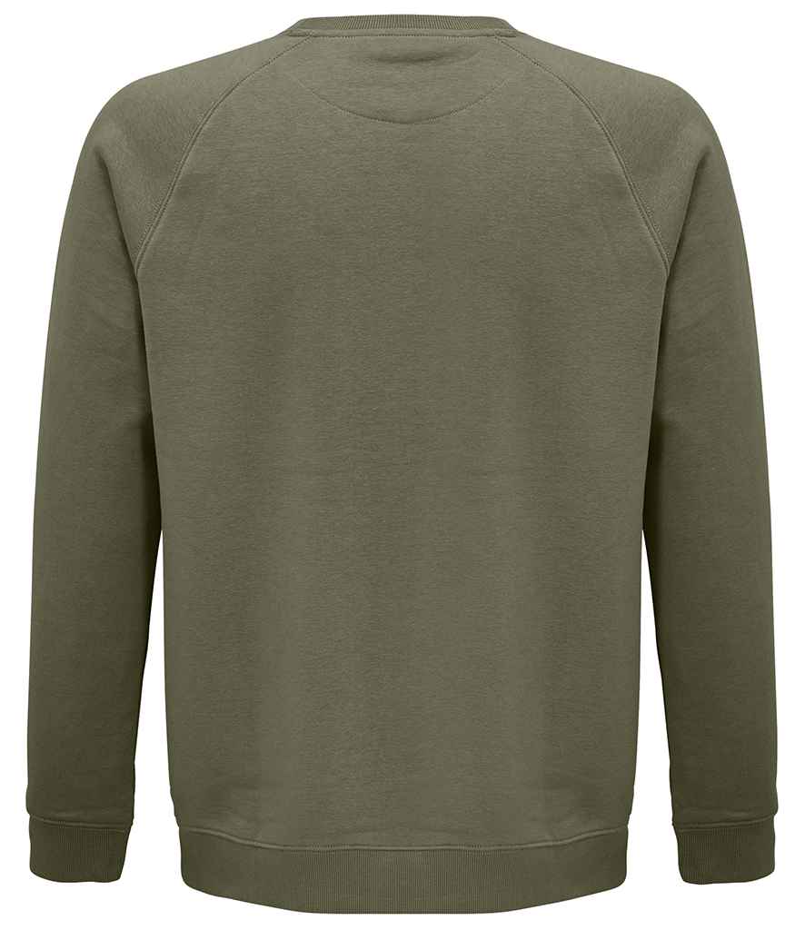 SOL'S Unisex Space Organic Raglan Sweatshirt in Khaki, back view