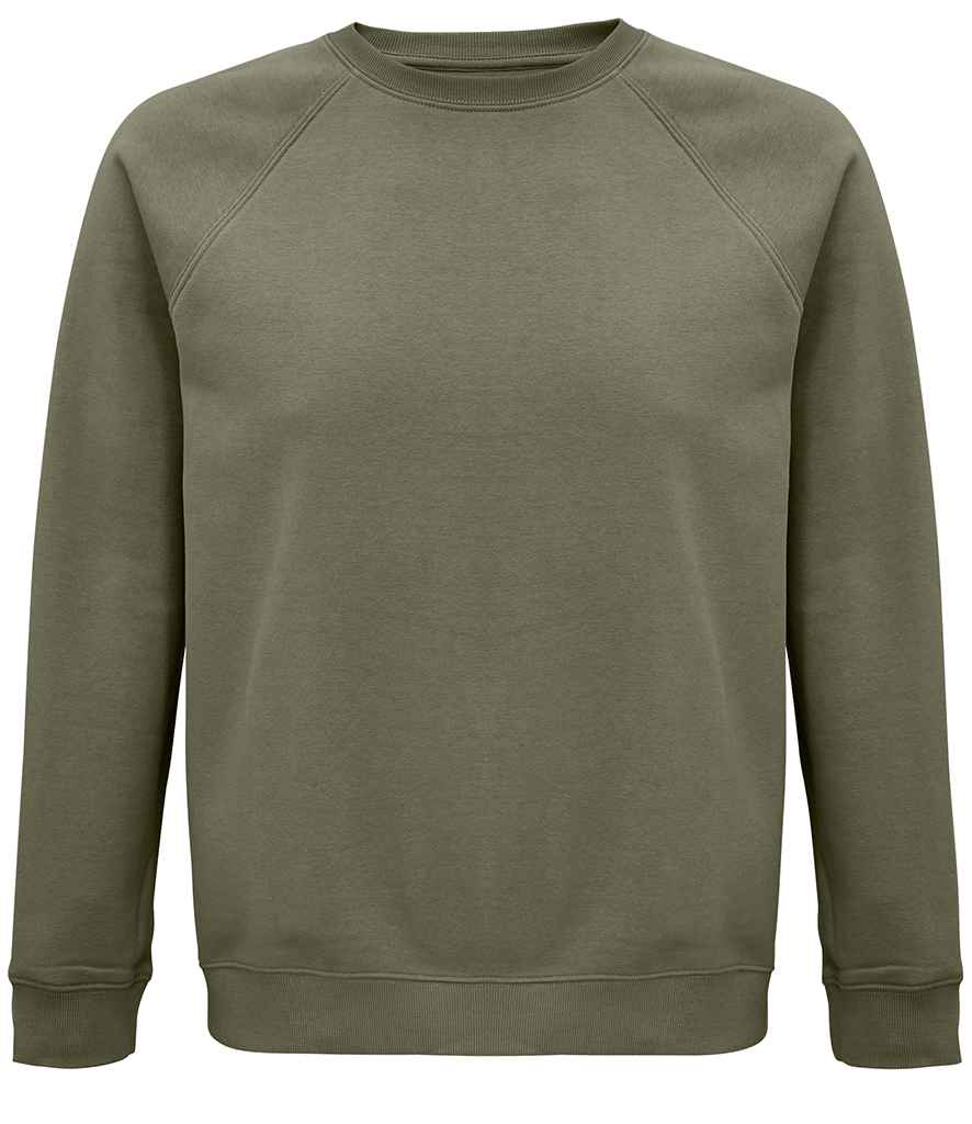 SOL'S Unisex Space Organic Raglan Sweatshirt in Khaki, front view