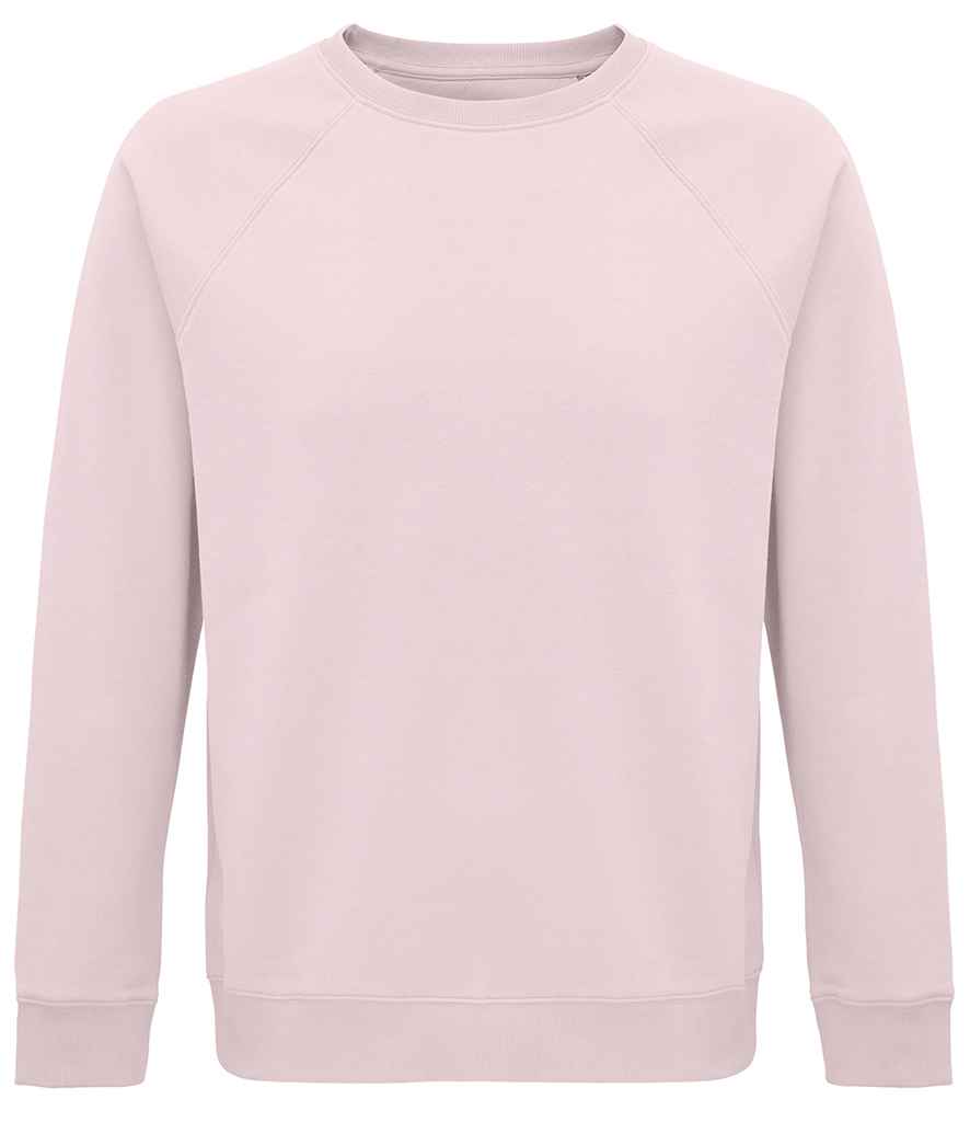 SOL'S Unisex Space Organic Raglan Sweatshirt in Pale Pink, front view