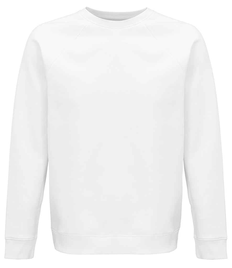 SOL'S Unisex Space Organic Raglan Sweatshirt in White, front view