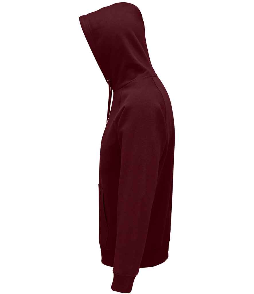 SOL'S Unisex Stellar Organic Hoodie in Burgundy, side view