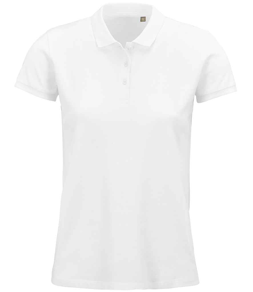SOL'S Ladies Planet Organic Piqué Polo Shirt in White, front view
