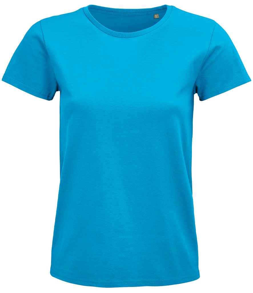 SOL'S Ladies Pioneer Organic T-Shirt in Aqua, front view