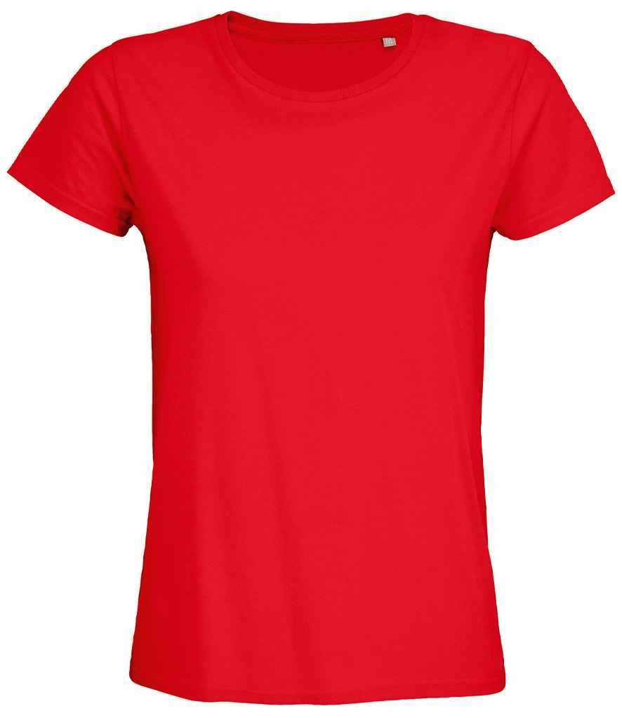 SOL'S Ladies Pioneer Organic T-Shirt in Bright Red, front view