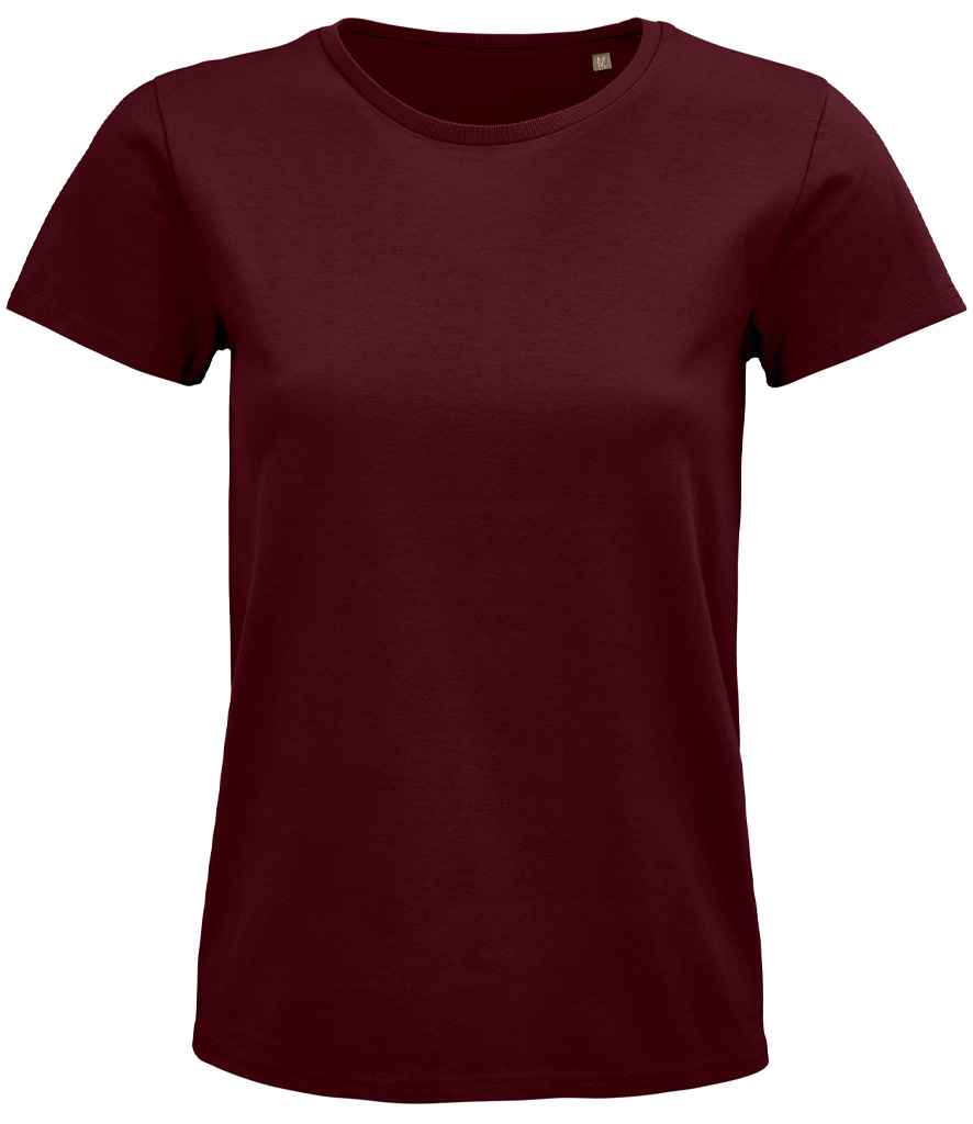 SOL'S Ladies Pioneer Organic T-Shirt in Burgundy, front view