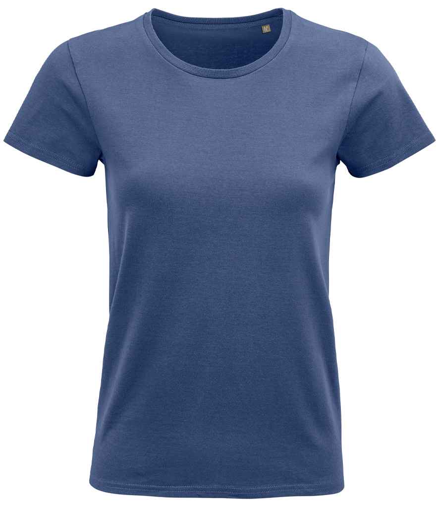 SOL'S Ladies Pioneer Organic T-Shirt in Denim, front view